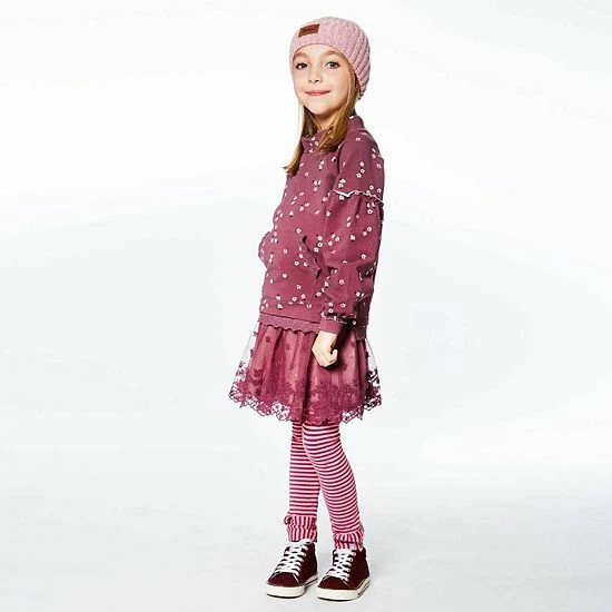 Deux Par Deux Printed Top With Lace Burgundy Little Flowers Print - Image 4