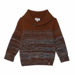 Deux Par Deux Sweater Knit Top With Collar