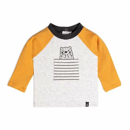 Deux Par Deux Organic Cotton Top And Pant Set Dark Grey, Yellow And Heather Beige - Image 4