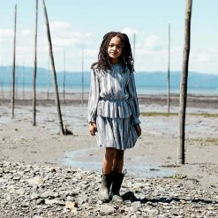 Deux Par Deux Long Sleeve Crinkle Dress Silver Grey -Deux par Deux Shop unnamed file 1061