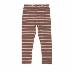 Deux Par Deux Cotton Legging Striped Brown And Pink