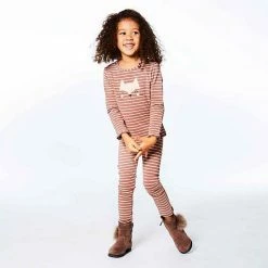 Deux Par Deux Cotton Legging Striped Brown And Pink -Deux par Deux Shop unnamed file 1074