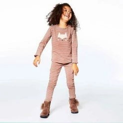 Deux Par Deux Cotton Legging Striped Brown And Pink -Deux par Deux Shop unnamed file 1075