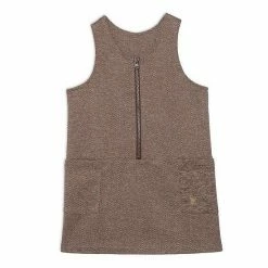 Deux Par Deux Herringbone Jumper With Pocket Brown