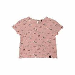 Deux Par Deux Printed T-Shirt With Back Hole Light Pink Rainbow