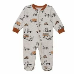 Deux Par Deux Organic Cotton One Piece Printed Pajamas With Printed Automobiles