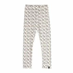 Deux Par Deux Rib Legging With Printed Little Brown Flowers