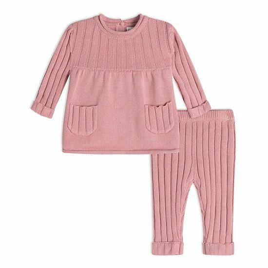 Deux Par Deux Knitted Tunic And Legging Set Dusty Pink