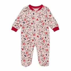 Deux Par Deux Organic Cotton One Piece Printed Pajamas With Printed Flowers