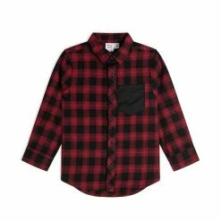 Deux Par Deux Yarn Dyed Plaid Shirt Red And Black