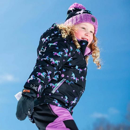 Deux Par Deux Printed Unicorns Two Piece Snowsuit Black And Lilac - Image 2