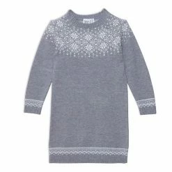 Deux Par Deux Jacquard Knitted Long Sleeve Dress Light Heather Grey