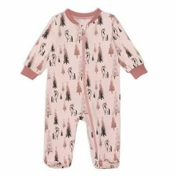 Deux Par Deux Organic Cotton One Piece Printed Pajamas With Unicorns And Trees