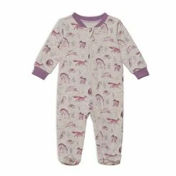 Deux Par Deux Organic Cotton One Piece Printed Pajamas With Printed Forest Animals