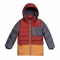 Deux Par Deux Tricolor Puffy Jacket Barn Red, Yellow And Dark Grey
