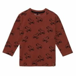 Deux Par Deux Long Sleeve Jersey Printed Top With Dogs