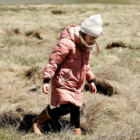 Deux Par Deux Puffy Long Coat Pink With White Flowers Print - Image 2