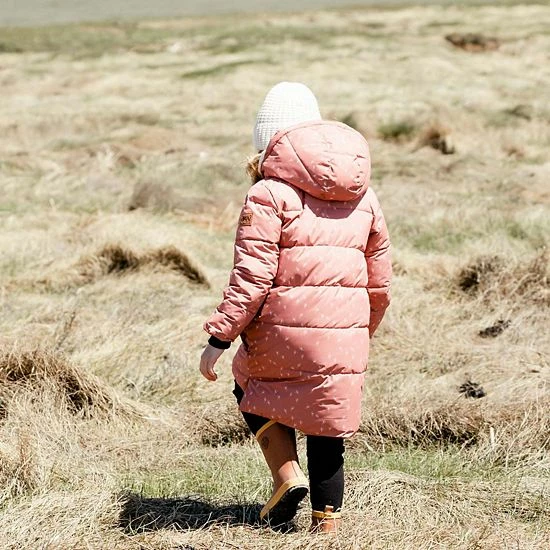 Deux Par Deux Puffy Long Coat Pink With White Flowers Print - Image 3