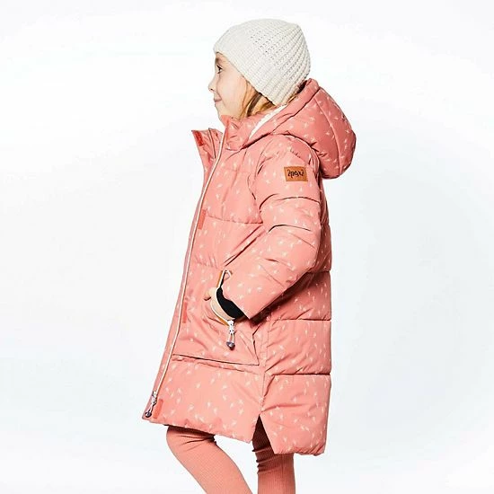 Deux Par Deux Puffy Long Coat Pink With White Flowers Print - Image 4