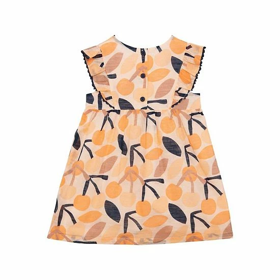 Deux Par Deux Printed Dress With Frill Peach Cherry - Image 2