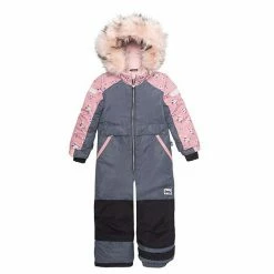 Deux Par Deux One Piece Snowsuit With Fur Printed Mini Roses