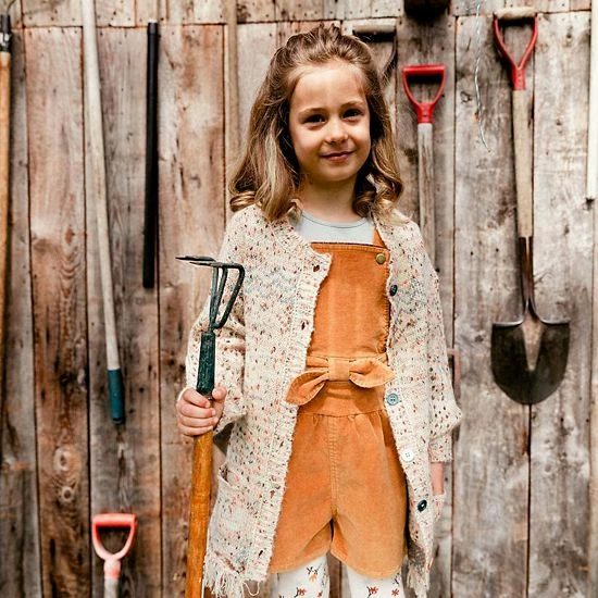 Deux Par Deux Corduroy Overall With Bow - Image 2