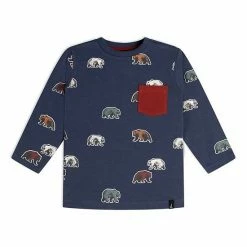 Deux Par Deux Long Sleeve Top With Bear Print