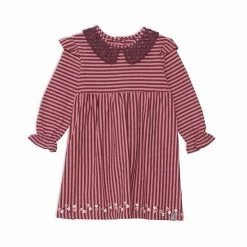 Deux Par Deux Long Sleeve Dress With Frill Striped