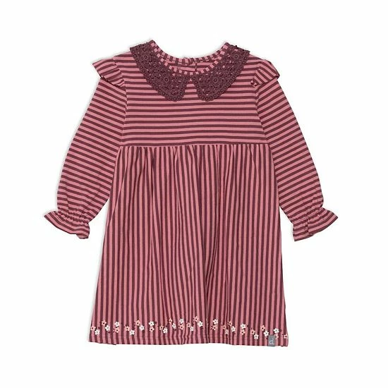 Deux Par Deux Long Sleeve Dress With Frill Striped