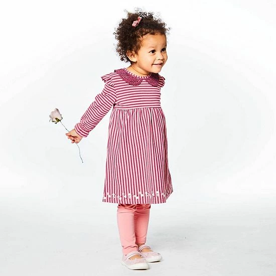 Deux Par Deux Long Sleeve Dress With Frill Striped - Image 4