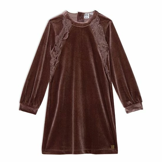 Deux Par Deux Long Sleeve Dress With Frill Dusty Mauve