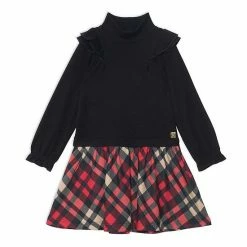 Deux Par Deux Mock Neck Long Sleeve Dress