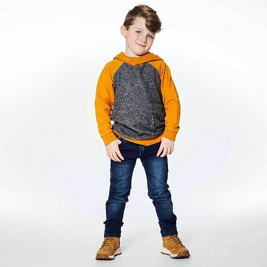 Deux Par Deux Hooded Fleece Top With Zipper Pocket Brown And Dark Grey - Image 3