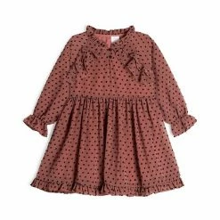 Deux Par Deux Long Sleeve Raglan Dress With Frill Polka Dots