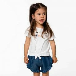 Deux Par Deux Organic Cotton Slub T-Shirt With Bow Off White -Deux par Deux Shop unnamed file 1492