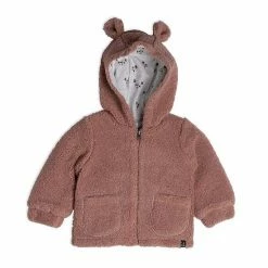Deux Par Deux Organic Cotton Plush Hooded Cardigan Dusty Pink