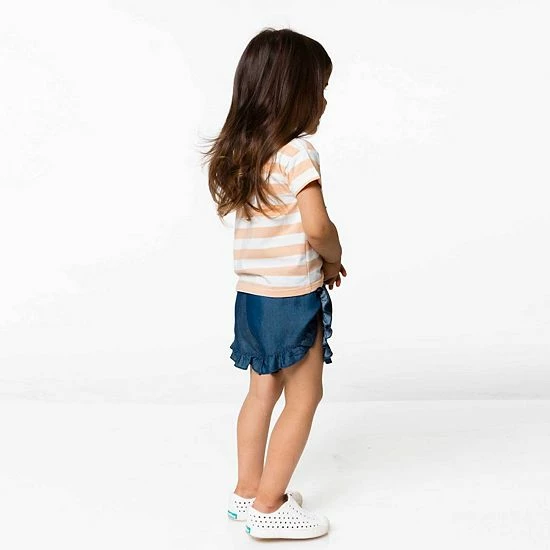 Deux Par Deux Organic Cotton Slub T-Shirt With Bow Printed Stripe Peach - Image 3