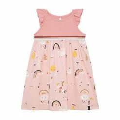 Deux Par Deux Organic Cotton Printed Dress Rose Tan