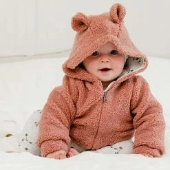 Deux Par Deux Organic Cotton Plush Hooded Cardigan Dusty Pink -Deux par Deux Shop unnamed file 153