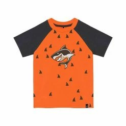 Deux Par Deux Printed Jersey Top Orange