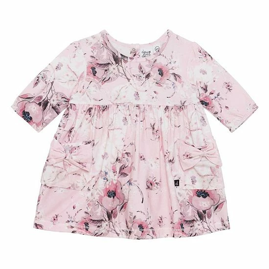 Deux Par Deux Organic Cotton Waffle Legging And Tunic Set Floral Pink And Taupe - Image 3