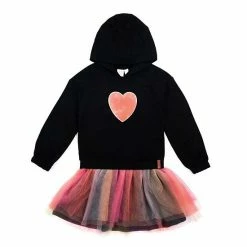 Deux Par Deux Fleece Dress With Rainbow Printed Mesh