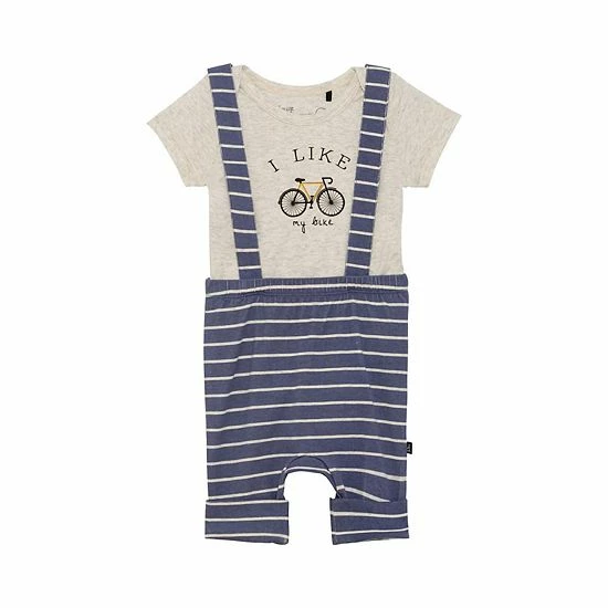 Deux Par Deux Organic Cotton Bodysuit And Short With Straps Set