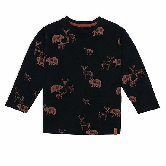 Deux Par Deux Long Sleeve Jersey Printed Top With Animals