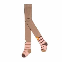 Deux Par Deux Cat Print Tights With Stripes