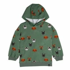 Deux Par Deux Hooded Fleece Top With Printed Dogs