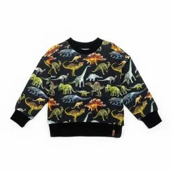 Deux Par Deux Printed Fleece Top With Dinosaur Print