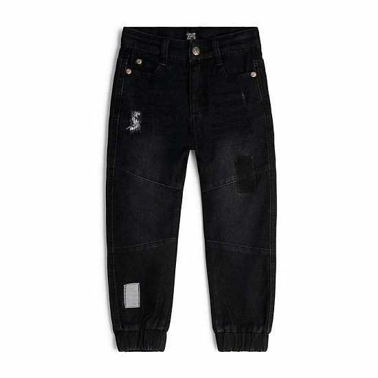 Deux Par Deux French Terry Denim Jogger Black Textured