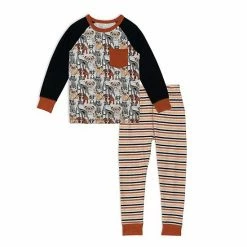 Deux Par Deux Organic Cotton Two Piece Pajama Set With Dog Print
