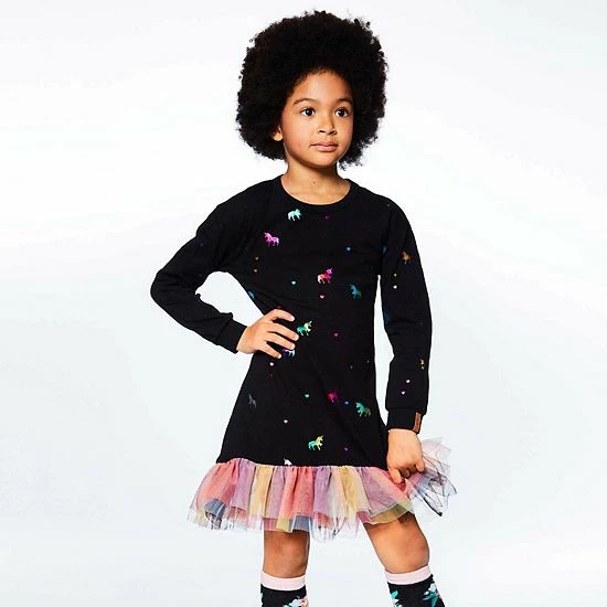 Deux Par Deux Long Sleeve Dress With Mesh Frill - Image 4